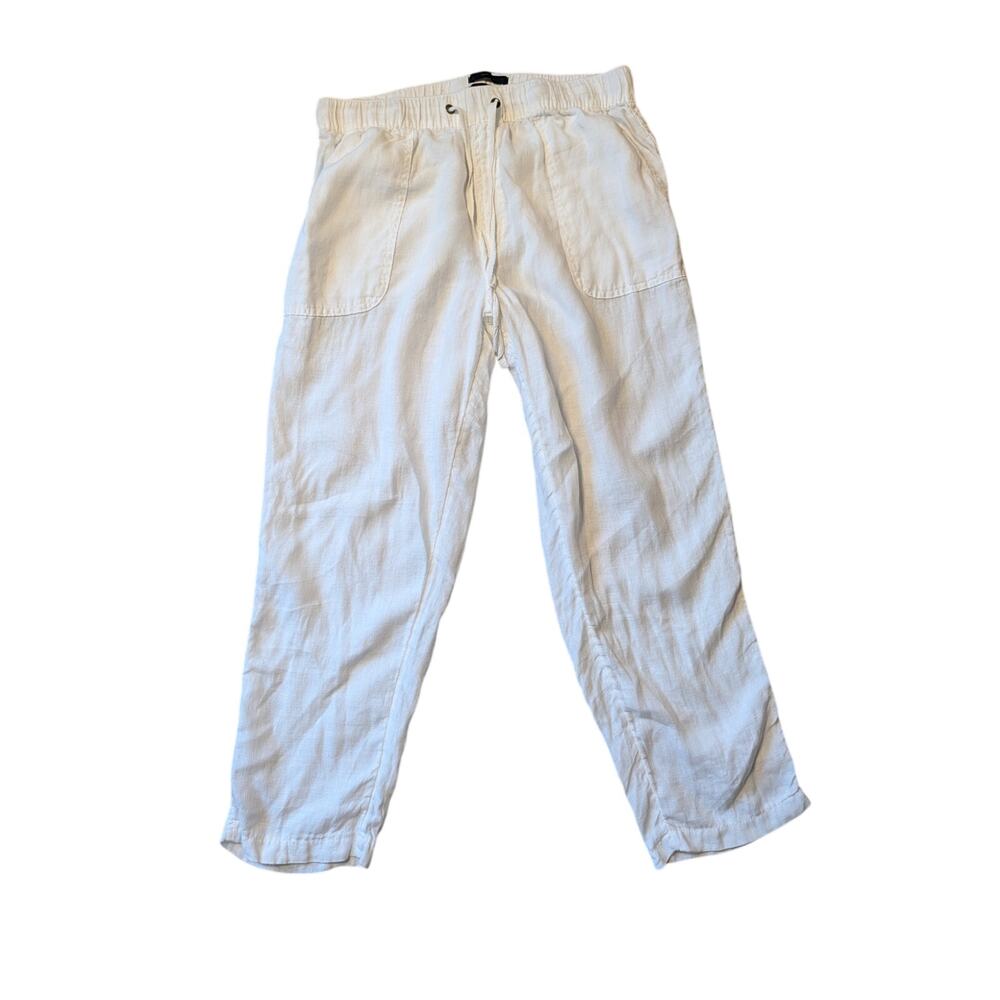 RACHEL ROY Woman's White LINEN Pants, size Medium, cropped/capri